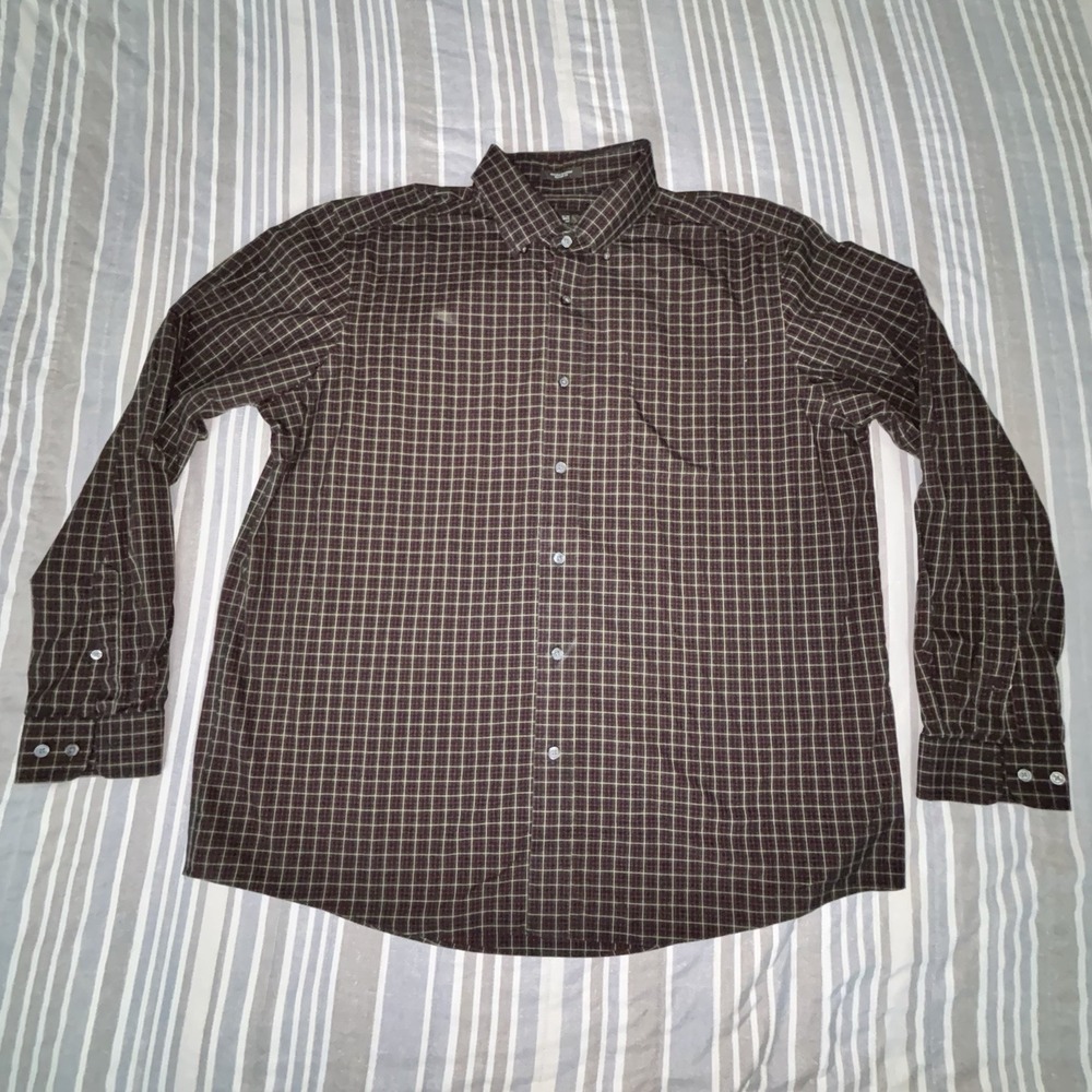 Eddie Bauer Hunter Green Plaid Long Sleeve Button Down Shirt Sz X-Large